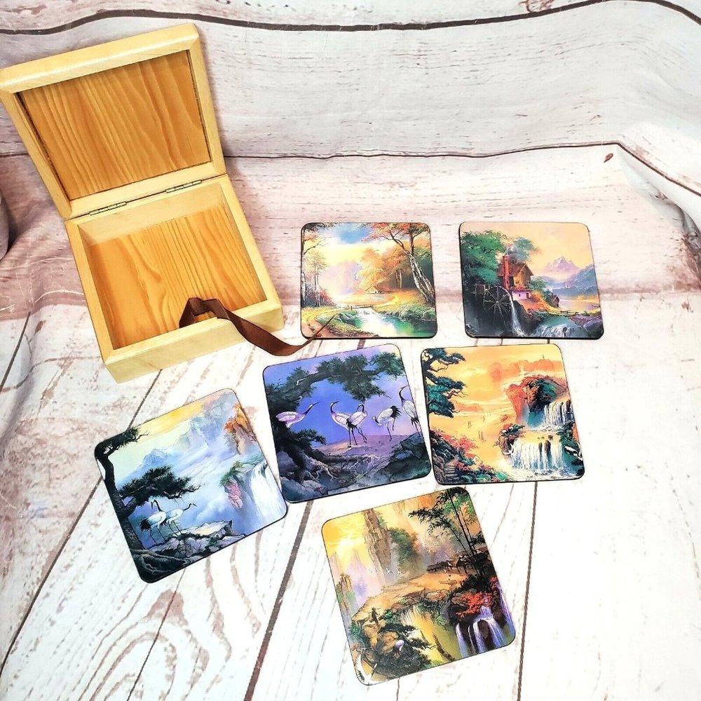 Enhance Your Home Décor with a Set of 6 Decorative Coasters Featuring Beautiful